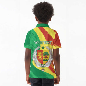 Afro Senegal Independence Day Kid Polo Shirt Coat Of Arms Grunge Style