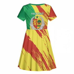Afro Senegal Independence Day Kid Short Sleeve Dress Coat Of Arms Grunge Style