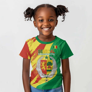 Afro Senegal Independence Day Kid T shirt Coat Of Arms Grunge Style