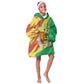 Afro Senegal Independence Day Kid Wearable Blanket Hoodie Coat Of Arms Grunge Style