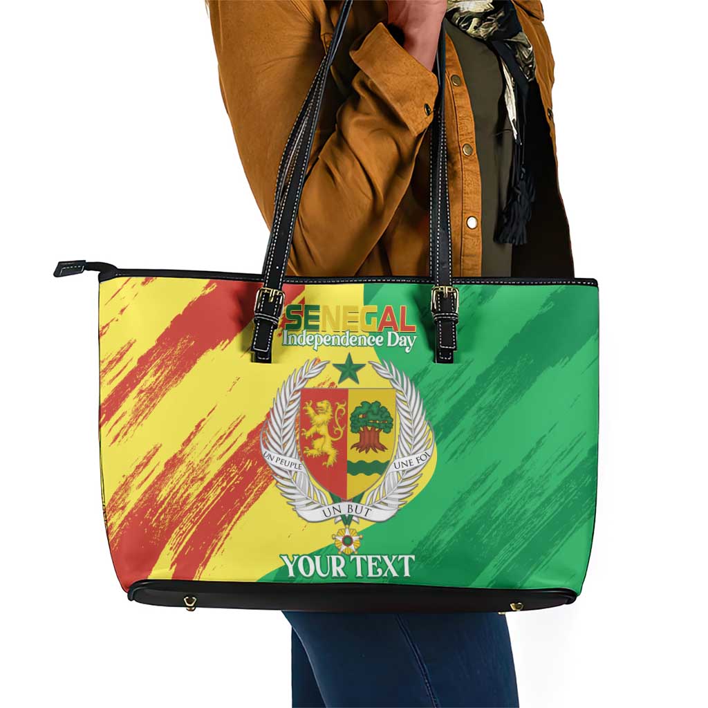 Afro Senegal Independence Day Leather Tote Bag Coat Of Arms Grunge Style