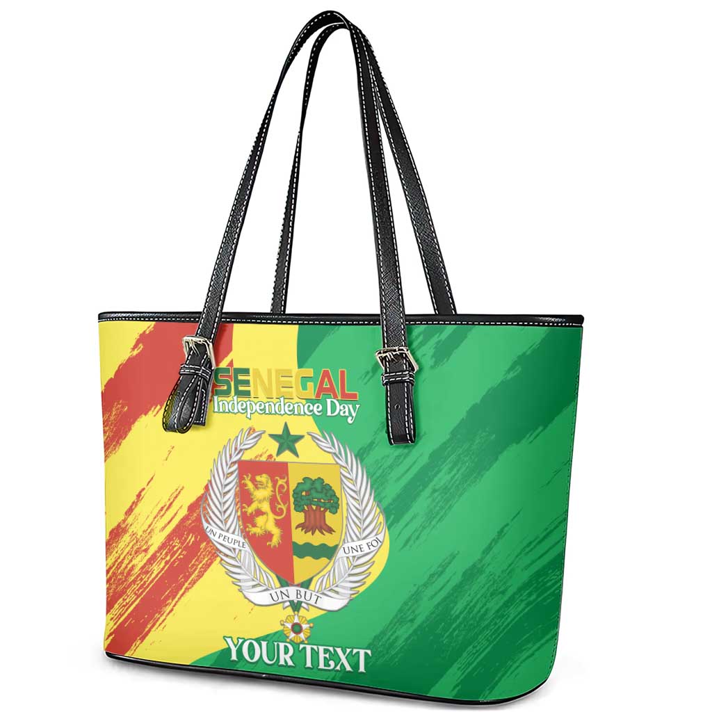 Afro Senegal Independence Day Leather Tote Bag Coat Of Arms Grunge Style