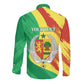 Afro Senegal Independence Day Long Sleeve Button Shirt Coat Of Arms Grunge Style