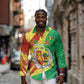 Afro Senegal Independence Day Long Sleeve Button Shirt Coat Of Arms Grunge Style