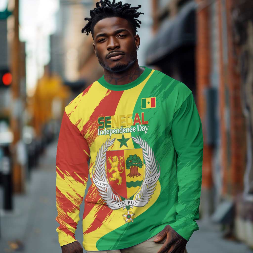 Afro Senegal Independence Day Long Sleeve Shirt Coat Of Arms Grunge Style