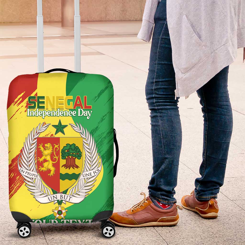 Afro Senegal Independence Day Luggage Cover Coat Of Arms Grunge Style