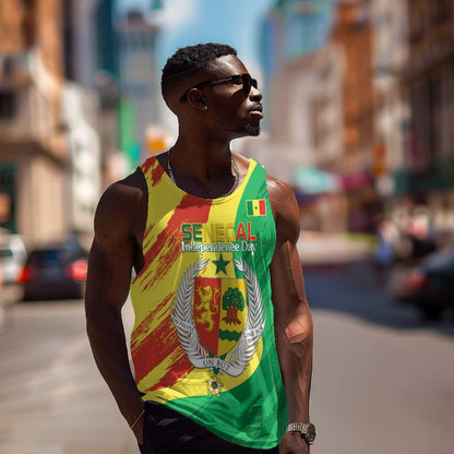 Afro Senegal Independence Day Men Tank Top Coat Of Arms Grunge Style