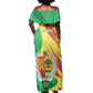 Afro Senegal Independence Day Off Shoulder Maxi Dress Coat Of Arms Grunge Style