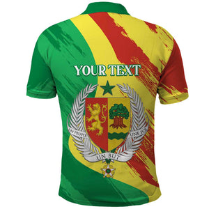 Afro Senegal Independence Day Polo Shirt Coat Of Arms Grunge Style