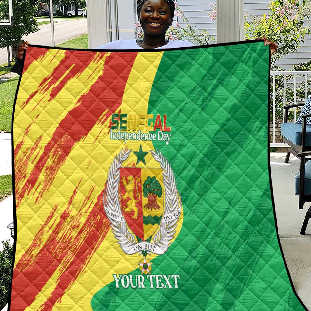 Afro Senegal Independence Day Quilt Coat Of Arms Grunge Style