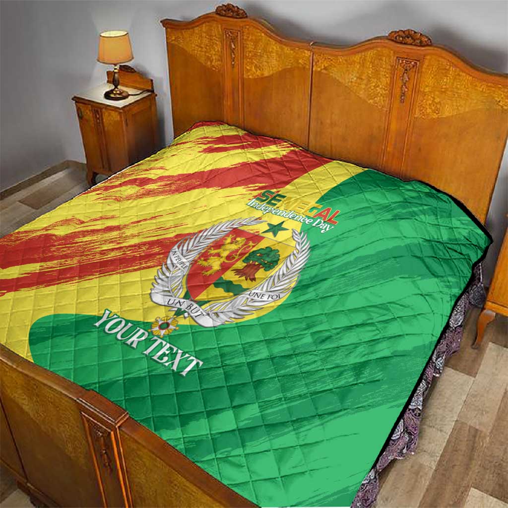 Afro Senegal Independence Day Quilt Coat Of Arms Grunge Style