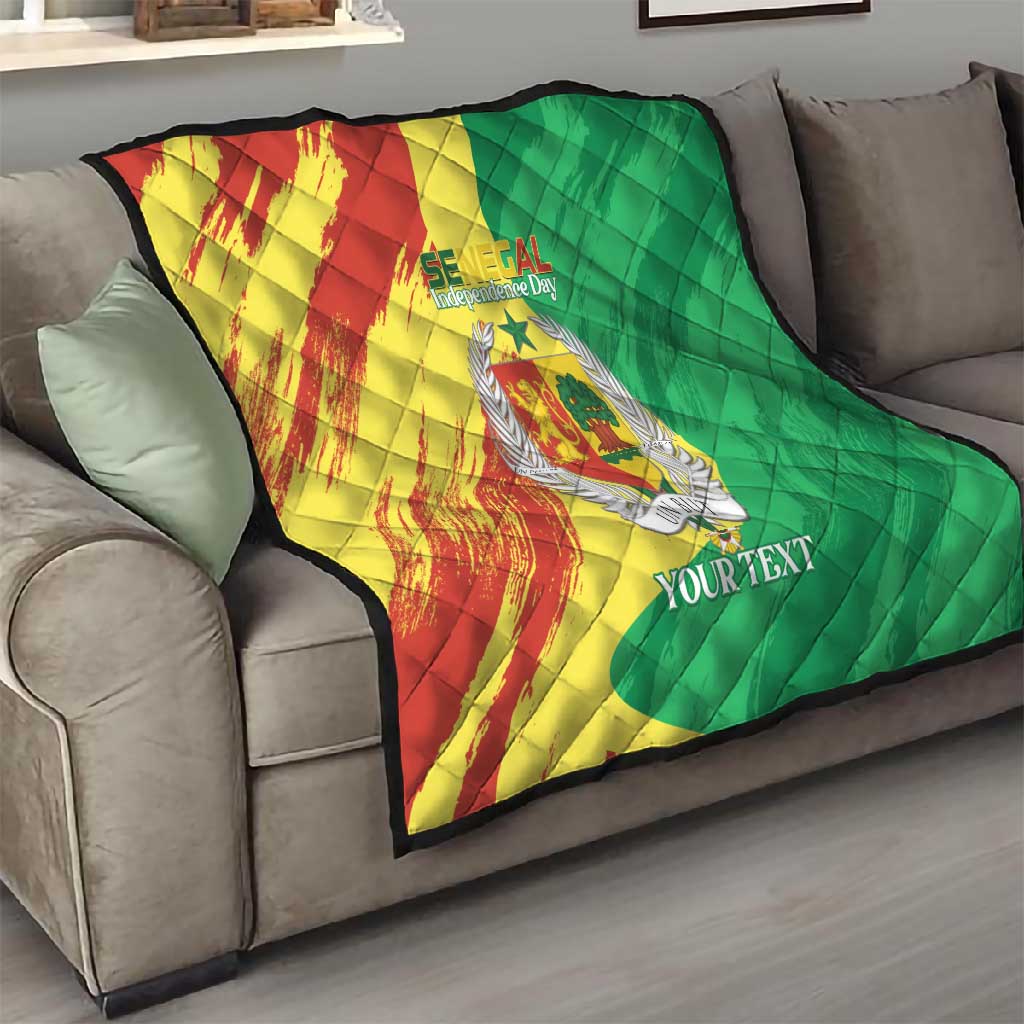 Afro Senegal Independence Day Quilt Coat Of Arms Grunge Style