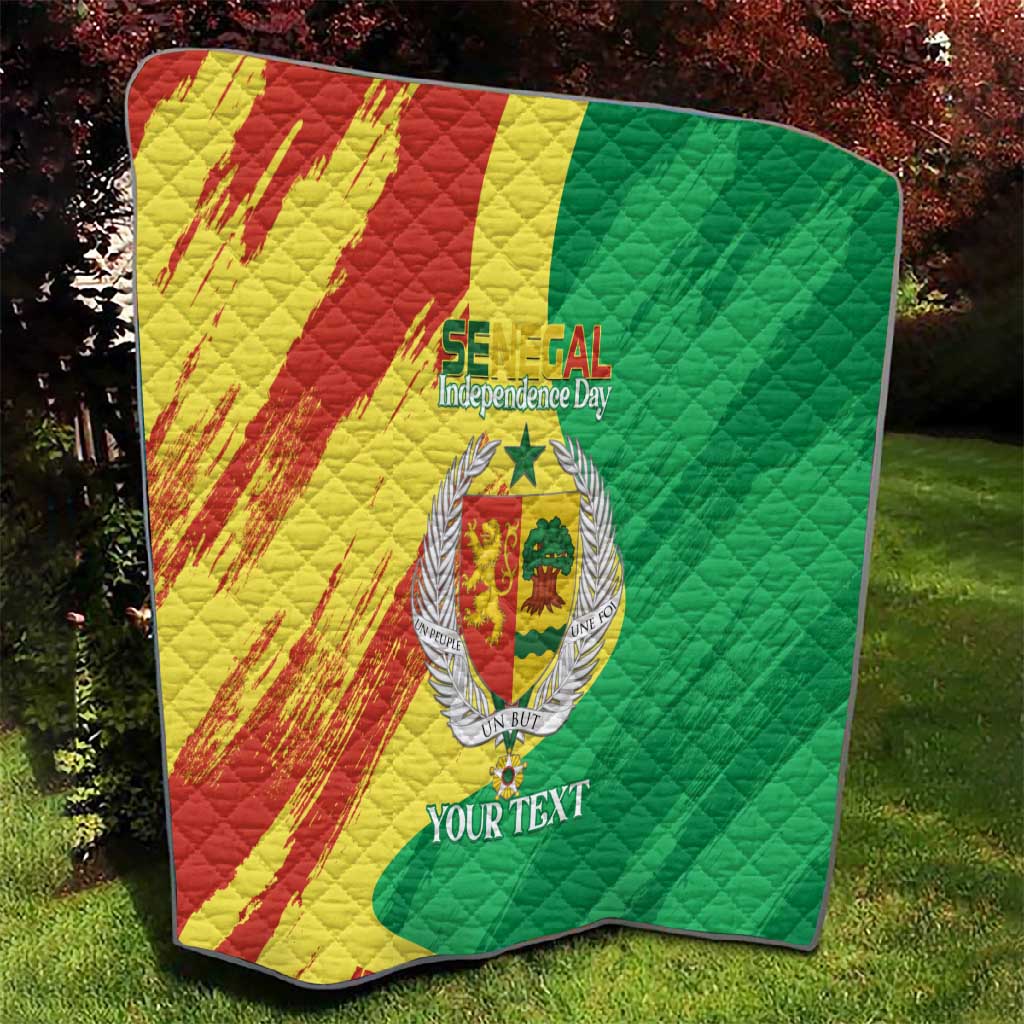 Afro Senegal Independence Day Quilt Coat Of Arms Grunge Style