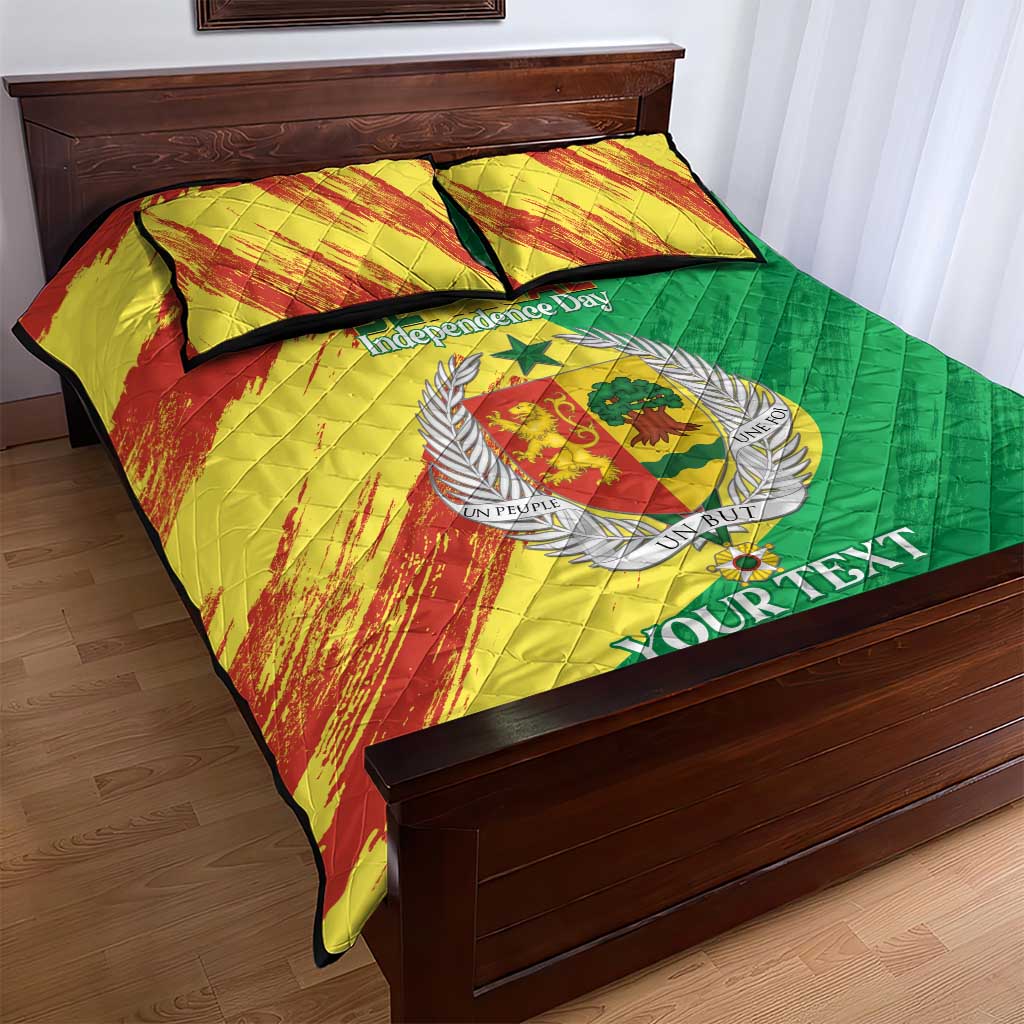 Afro Senegal Independence Day Quilt Bed Set Coat Of Arms Grunge Style