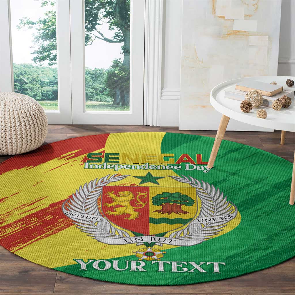 Afro Senegal Independence Day Round Carpet Coat Of Arms Grunge Style