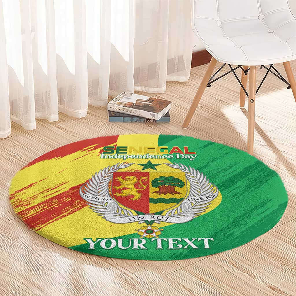 Afro Senegal Independence Day Round Carpet Coat Of Arms Grunge Style