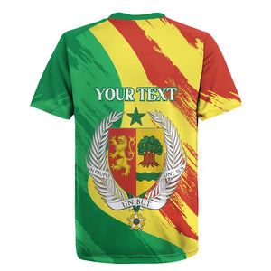 Afro Senegal Independence Day Rugby Jersey Coat Of Arms Grunge Style