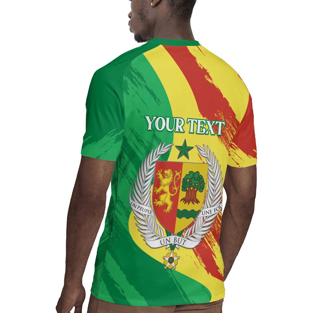 Afro Senegal Independence Day Rugby Jersey Coat Of Arms Grunge Style