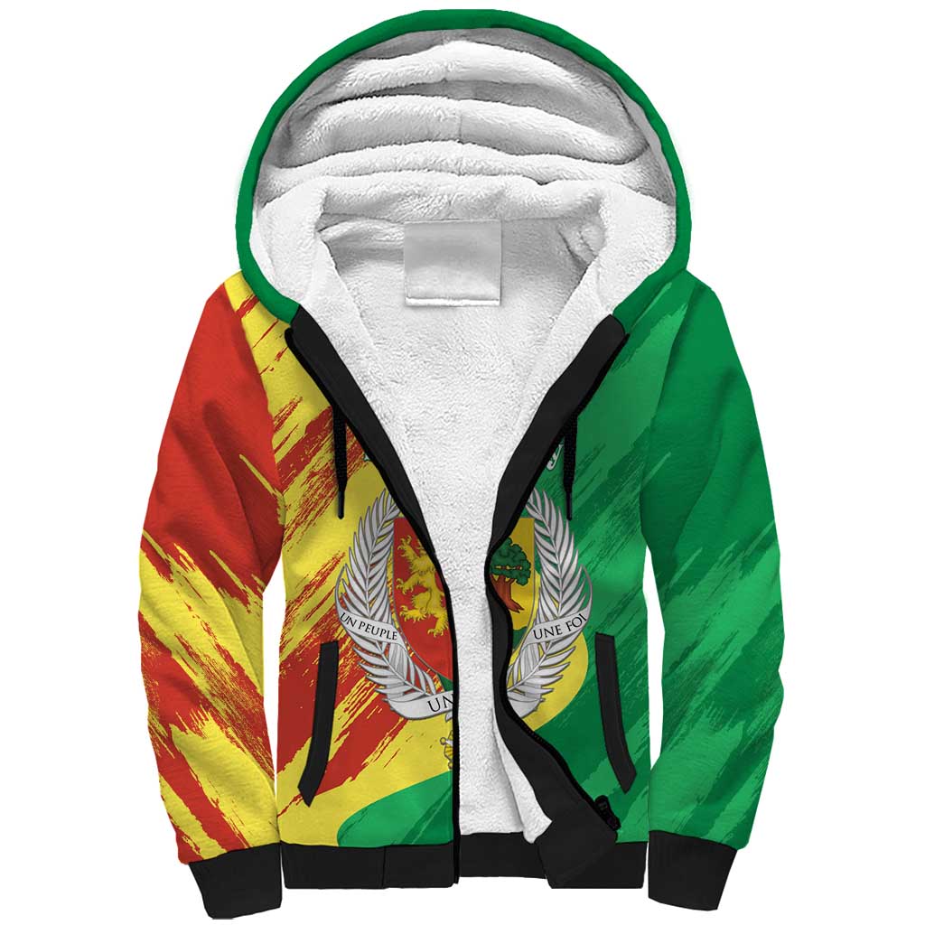 Afro Senegal Independence Day Sherpa Hoodie Coat Of Arms Grunge Style