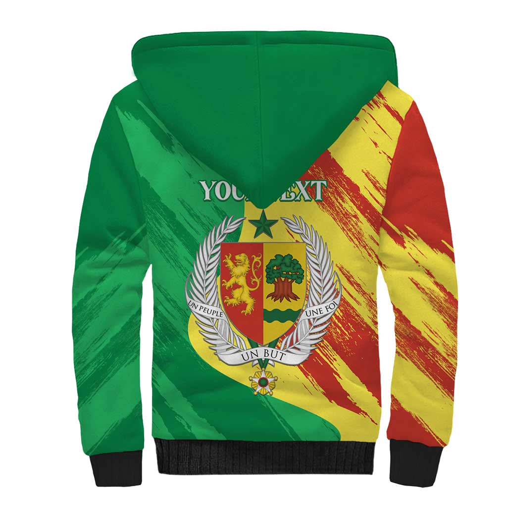 Afro Senegal Independence Day Sherpa Hoodie Coat Of Arms Grunge Style