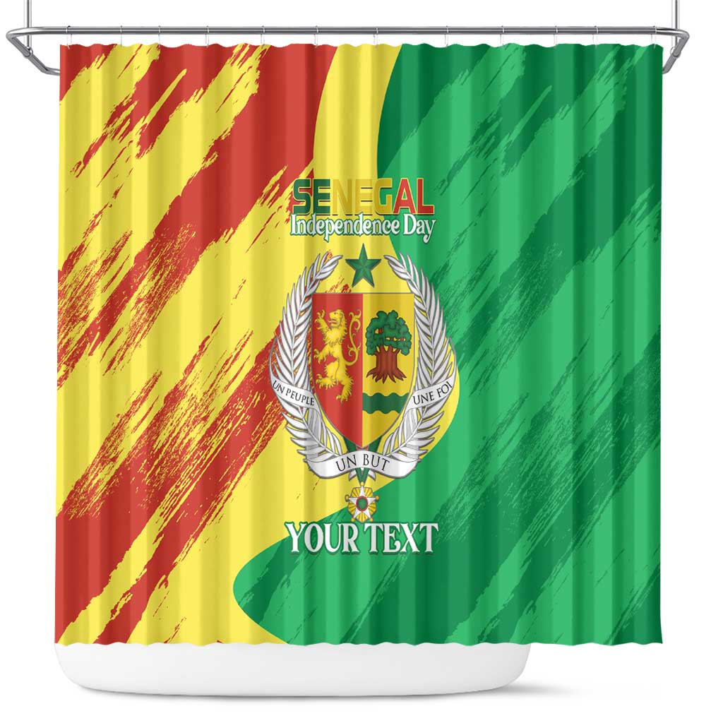 Afro Senegal Independence Day Shower Curtain Coat Of Arms Grunge Style