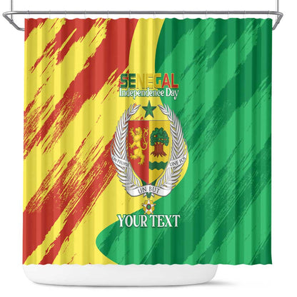 Afro Senegal Independence Day Shower Curtain Coat Of Arms Grunge Style