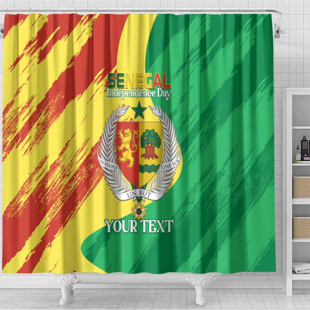 Afro Senegal Independence Day Shower Curtain Coat Of Arms Grunge Style