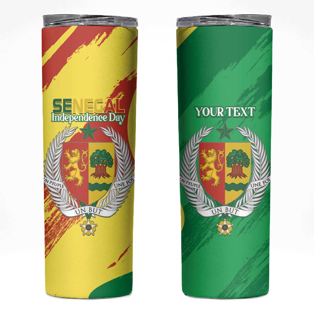 Afro Senegal Independence Day Skinny Tumbler Coat Of Arms Grunge Style