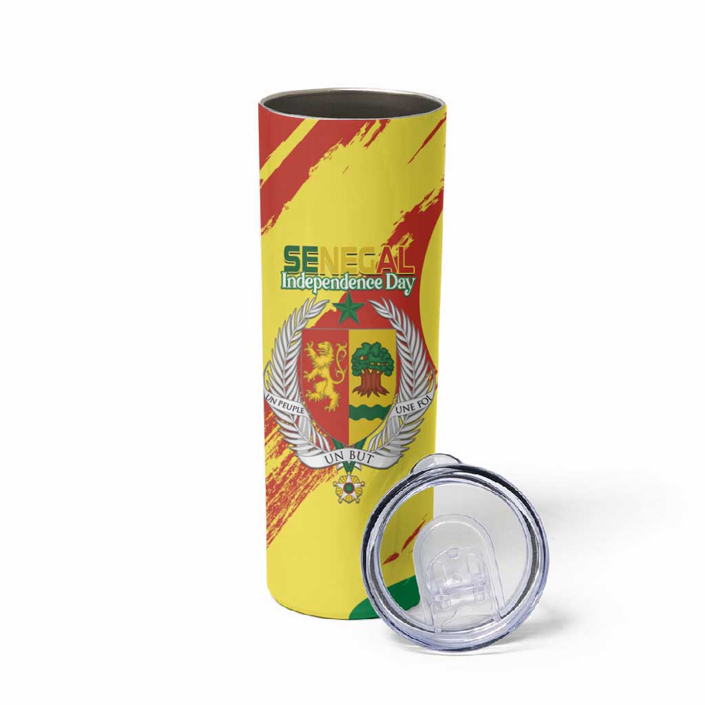 Afro Senegal Independence Day Skinny Tumbler Coat Of Arms Grunge Style