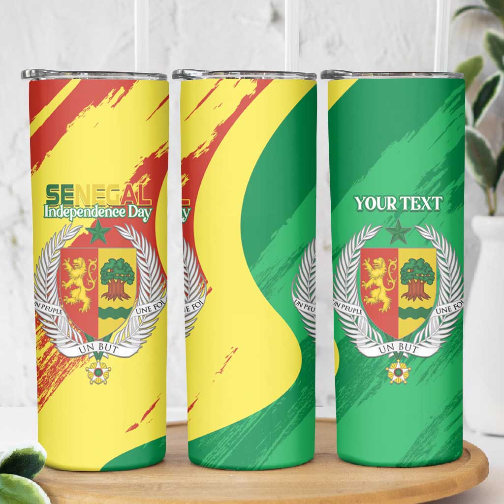 Afro Senegal Independence Day Skinny Tumbler Coat Of Arms Grunge Style
