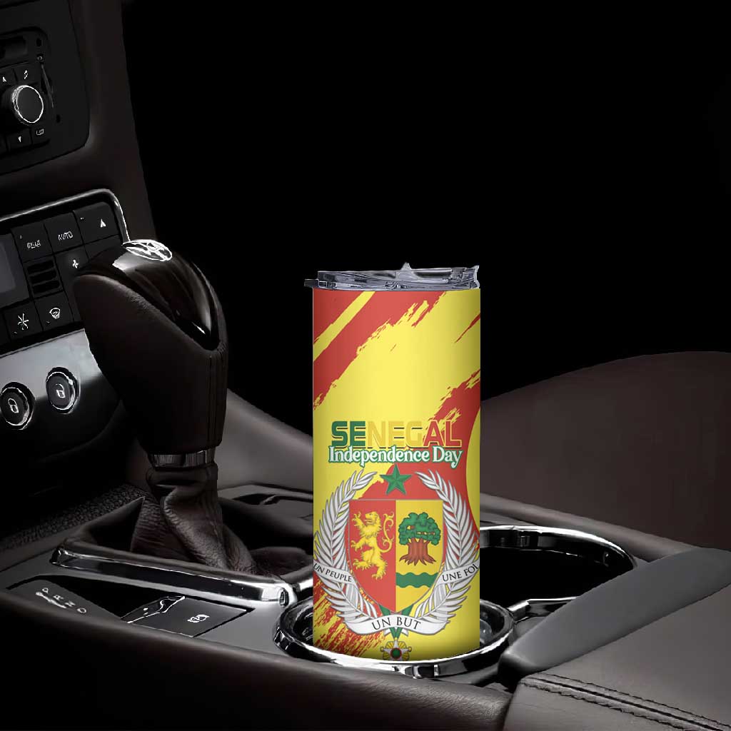 Afro Senegal Independence Day Skinny Tumbler Coat Of Arms Grunge Style