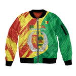 Afro Senegal Independence Day Sleeve Zip Bomber Jacket Coat Of Arms Grunge Style