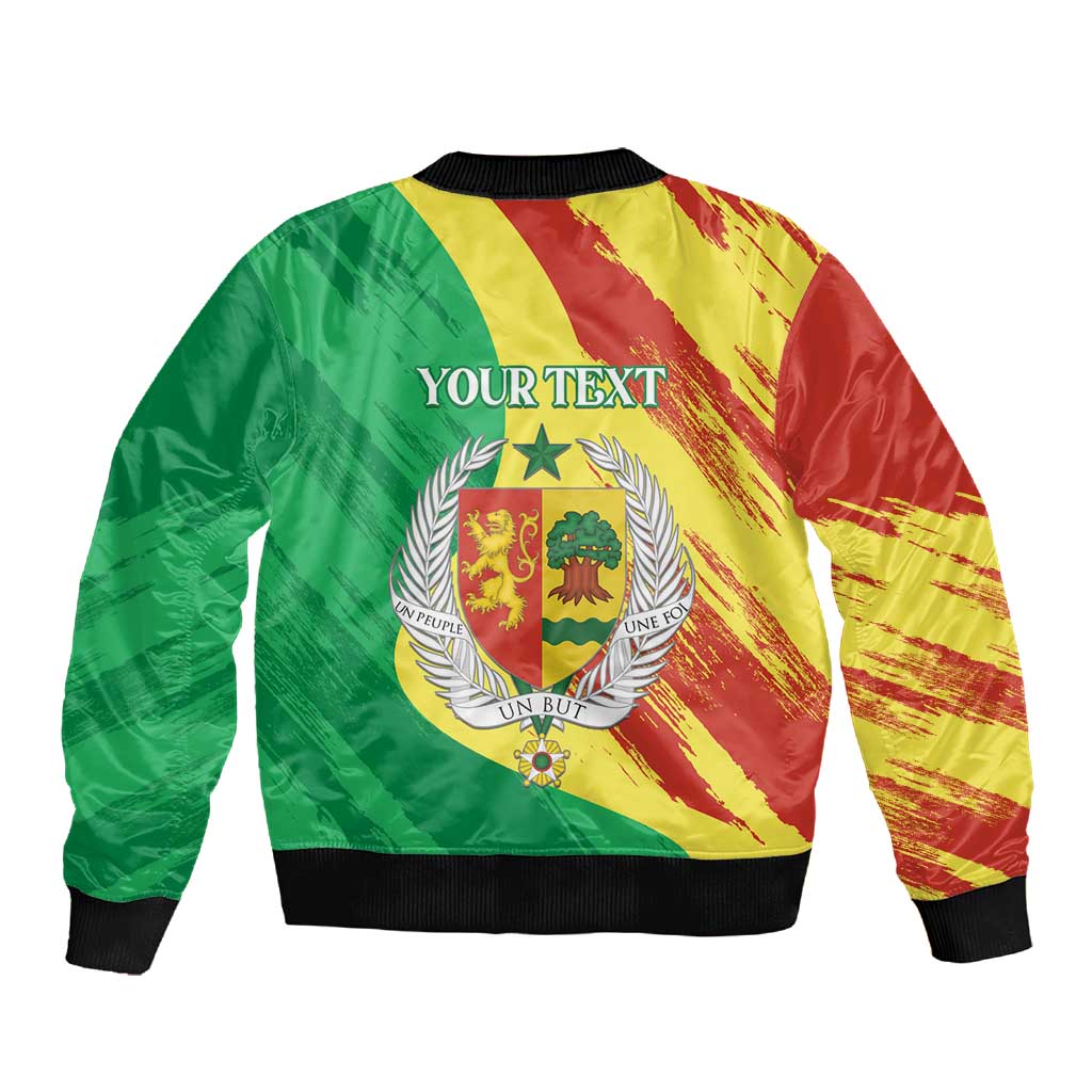 Afro Senegal Independence Day Sleeve Zip Bomber Jacket Coat Of Arms Grunge Style