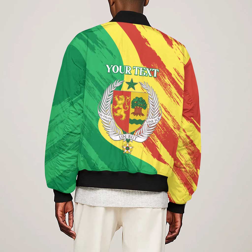 Afro Senegal Independence Day Sleeve Zip Bomber Jacket Coat Of Arms Grunge Style