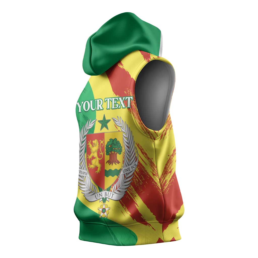 Afro Senegal Independence Day Sleeveless Hoodie Coat Of Arms Grunge Style - African Pride