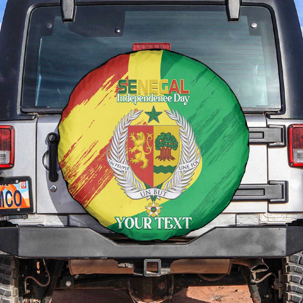 Afro Senegal Independence Day Spare Tire Cover Coat Of Arms Grunge Style