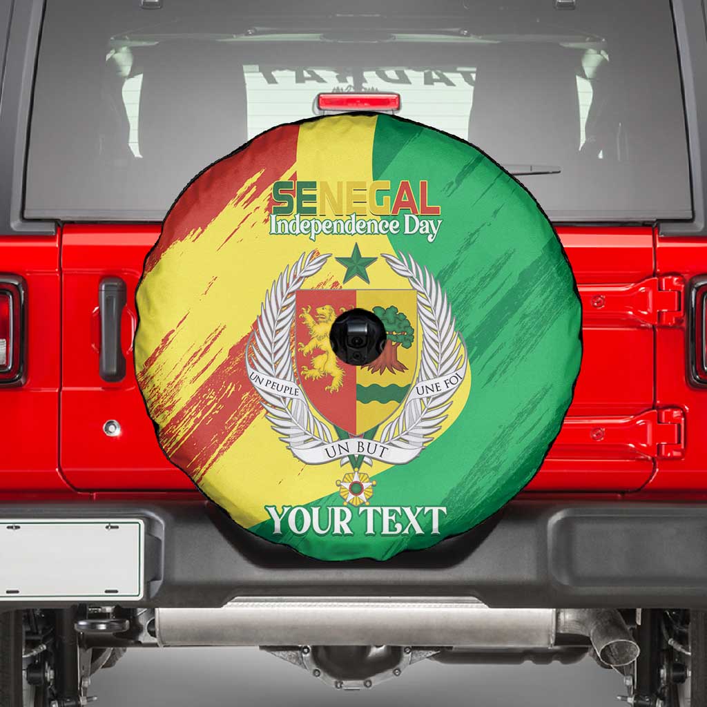Afro Senegal Independence Day Spare Tire Cover Coat Of Arms Grunge Style