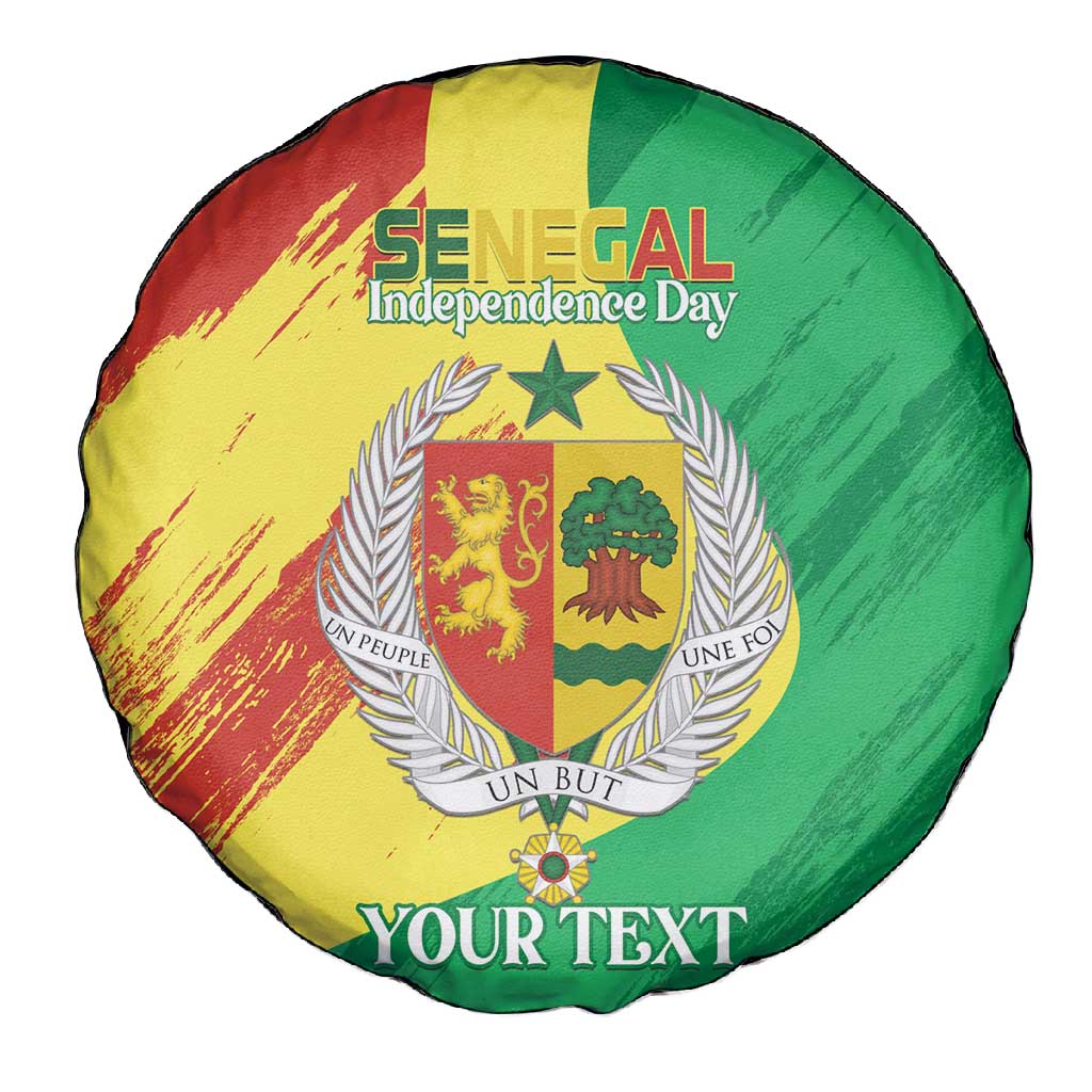 Afro Senegal Independence Day Spare Tire Cover Coat Of Arms Grunge Style
