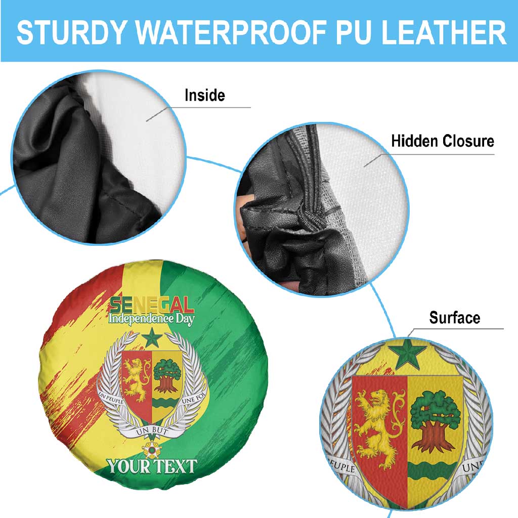 Afro Senegal Independence Day Spare Tire Cover Coat Of Arms Grunge Style