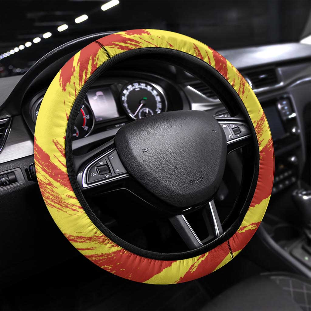 Afro Senegal Independence Day Steering Wheel Cover Coat Of Arms Grunge Style