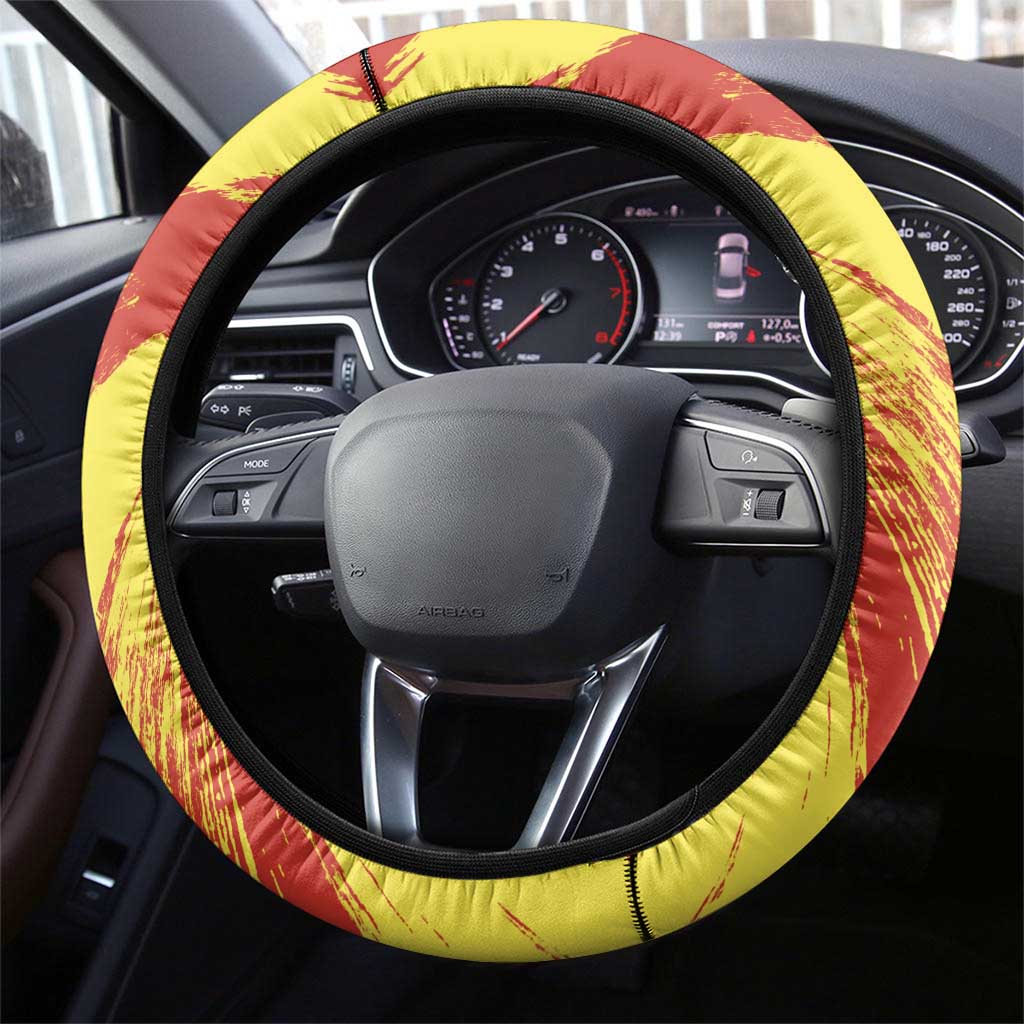 Afro Senegal Independence Day Steering Wheel Cover Coat Of Arms Grunge Style