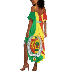 Afro Senegal Independence Day Summer Maxi Dress Coat Of Arms Grunge Style