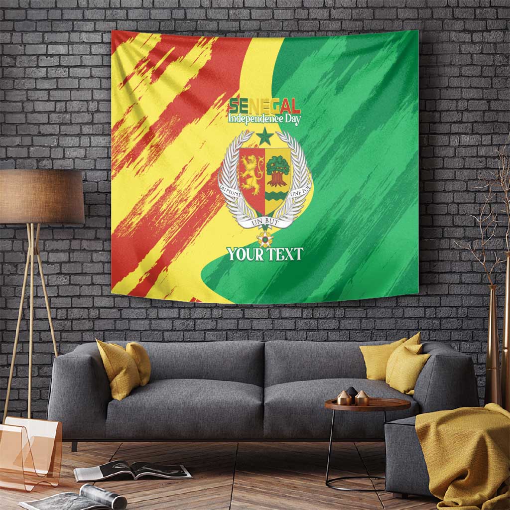 Afro Senegal Independence Day Tapestry Coat Of Arms Grunge Style