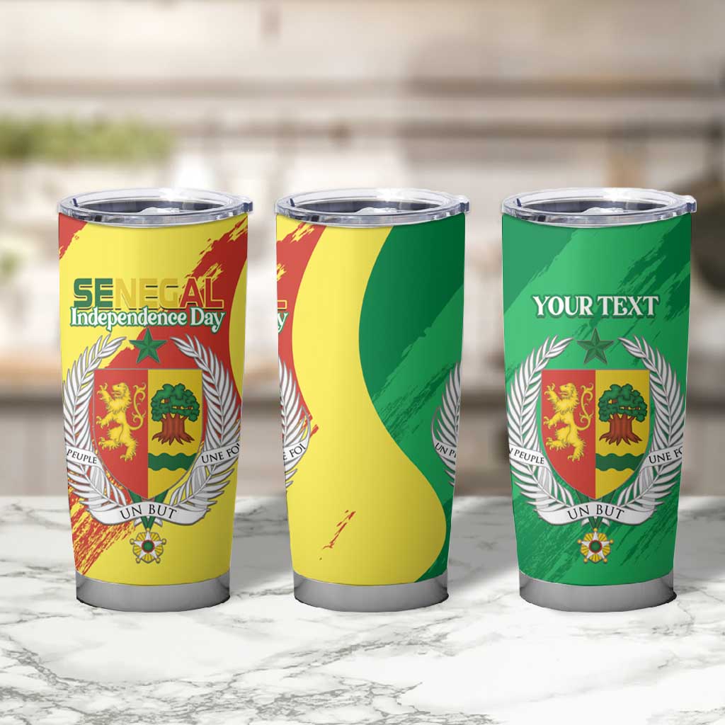 Afro Senegal Independence Day Tumbler Cup Coat Of Arms Grunge Style