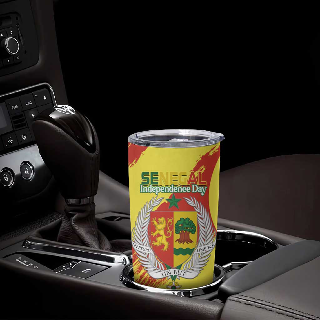 Afro Senegal Independence Day Tumbler Cup Coat Of Arms Grunge Style