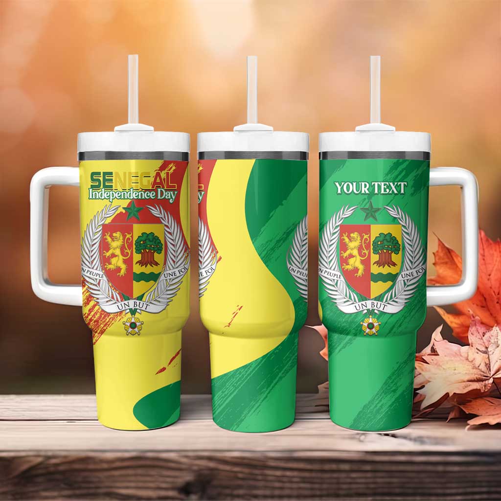 Afro Senegal Independence Day Tumbler With Handle Coat Of Arms Grunge Style