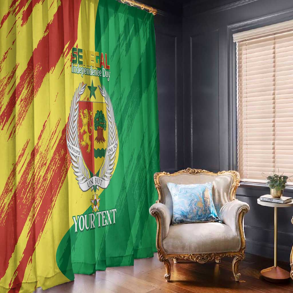 Afro Senegal Independence Day Window Curtain Coat Of Arms Grunge Style