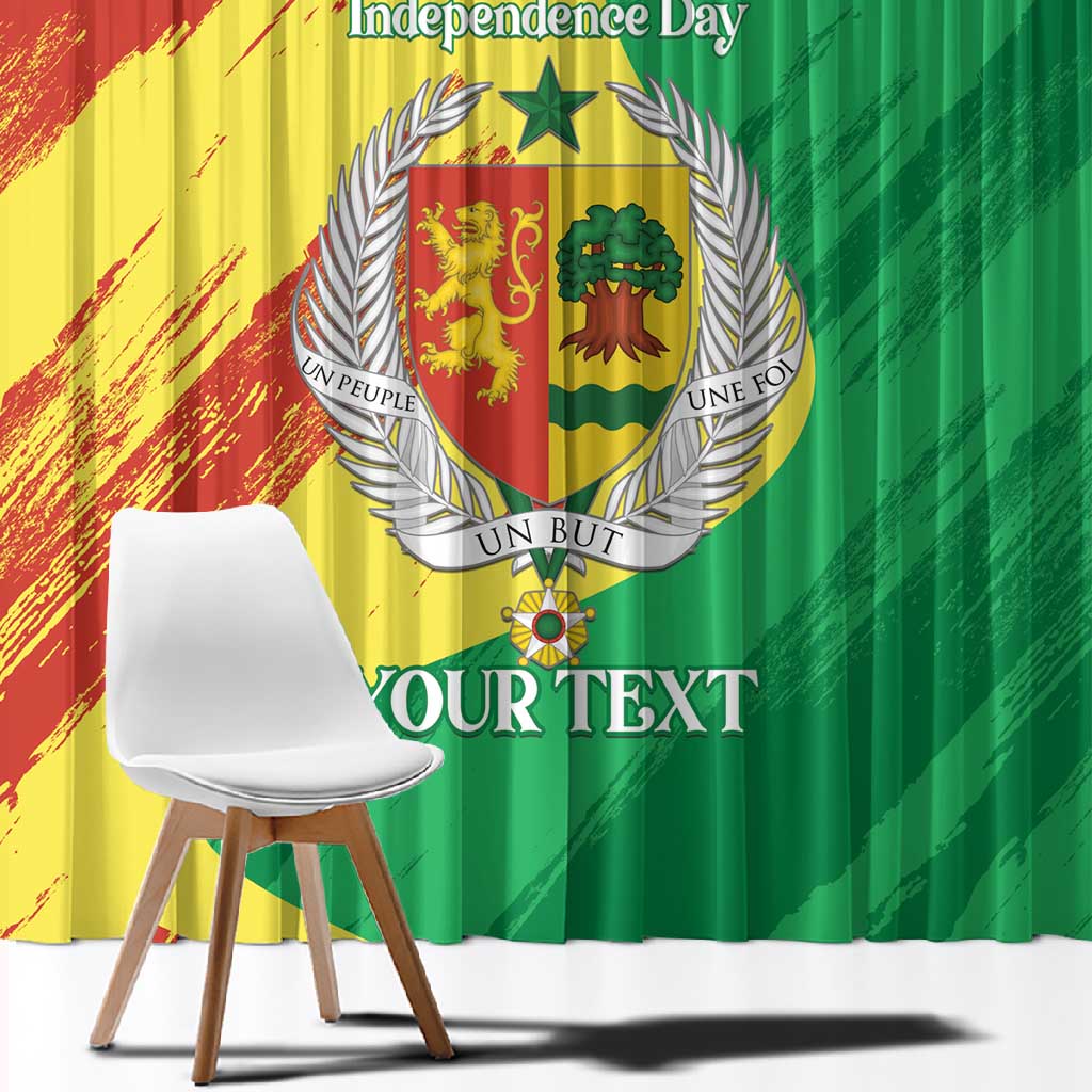Afro Senegal Independence Day Window Curtain Coat Of Arms Grunge Style