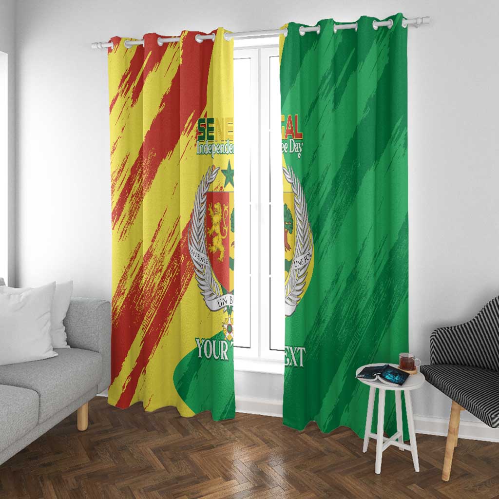 Afro Senegal Independence Day Window Curtain Coat Of Arms Grunge Style