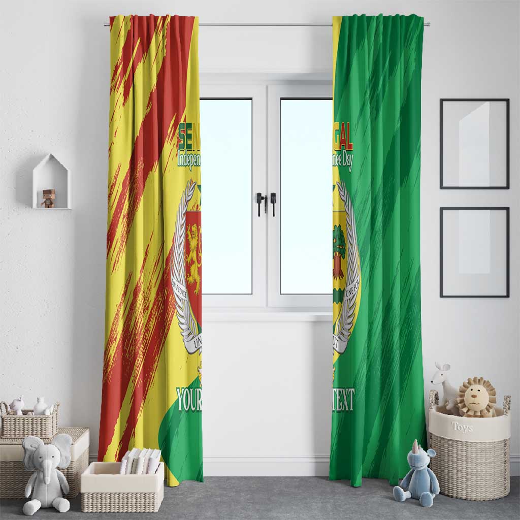 Afro Senegal Independence Day Window Curtain Coat Of Arms Grunge Style